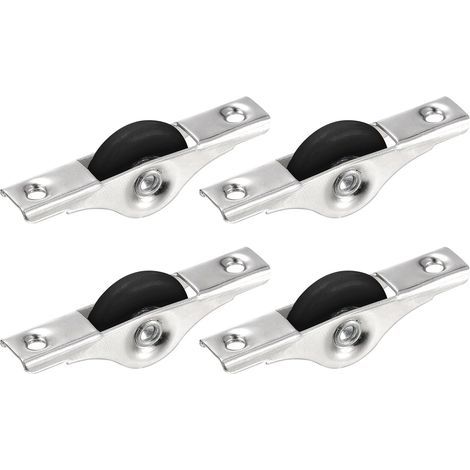 30-mm-Nylon-Schiebetürrollen für Möbel, Paravents, Schränke und Regale, inklusive Schrauben, 4er-Pack, Schwarz-Silber-Ton (1/5)