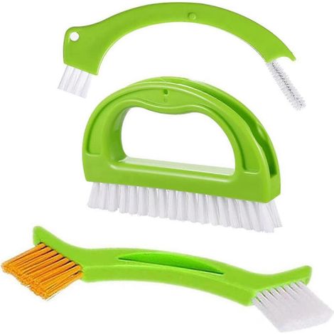 Set de 3 brosses à joints pour carrelage, manche ergonomique, idéal pour murs, rails et encadrements de fenêtres.