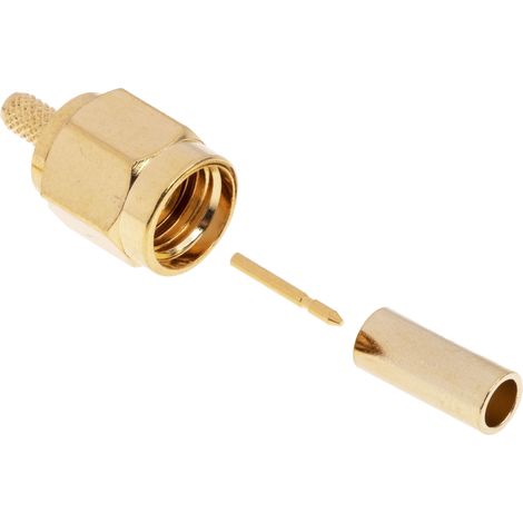 Connecteur coaxial RS PRO Mâle Droit, raccordement A sertir 50O Montage sur câble ( Prix pour 1 ) (1/2)