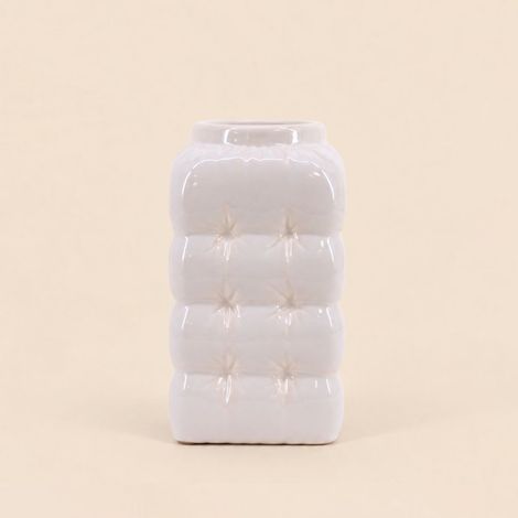 Vase design en céramique blanche effet gonflé, H17m (1/5)