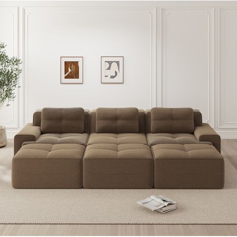 canapé convertible modulaire velours côtelé marron OKMYHOME (1/5)