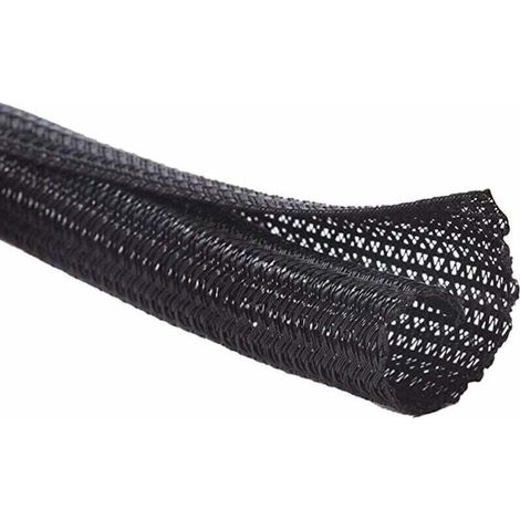 YMYNY Manchon de Cache Câble Réglable, 3m Range Gaine Câble Tressé en Pet,Diamètre 19-20 mm, Noir (1/4)