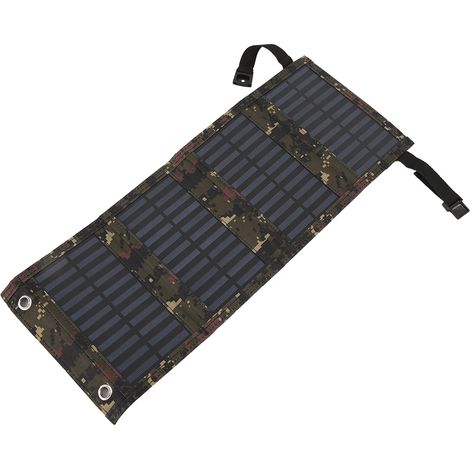 Panneau Solaire Pliable 20W Monocristallin Haute Efficacité avec Port USB 5.5V IP65 Étanche pour Camping Extérieur Camouflage (1/5)