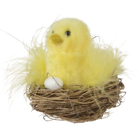 Decoris® Oster Küken im Nest mit Ei Ø 7 cm Höhe 7 cm - Polyester (1/2)