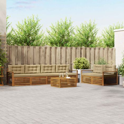 vidaXL Outdoor-Sofagarnitur mit Kissen 7 pcs Natur und Beige (1/5)