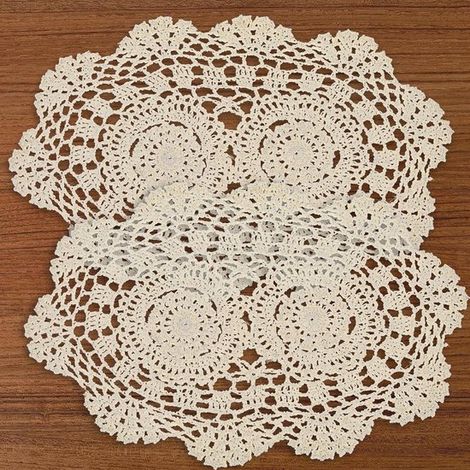Accesorios de mesa - Juego de 2 manteles individuales tejidos a mano - Algodón - Ovalados 25x35cm - Estampado floral - Lavables (1/5)