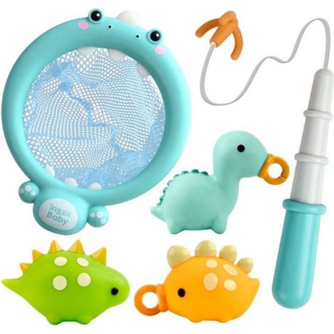 Jeu D'eau Bain Bébé - Filet De Pêche Dinosaure - Jouet Interactif Pour Baignoire - Lot De 1 (1/5)