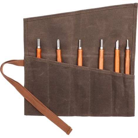 Pochette enroulable pour clés avec 6 poches, étui à outils en toile cirée pour ciseaux, marteaux, gabarits de pêche, couteaux à sculpter (Gris) (1/5)