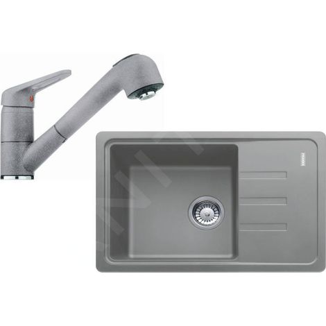 Franke - Set de cuisine G118, évier en fragranit BSG 611-62 + robinet FC 9547.084, pierre grise 114.0440.850 (1/5)