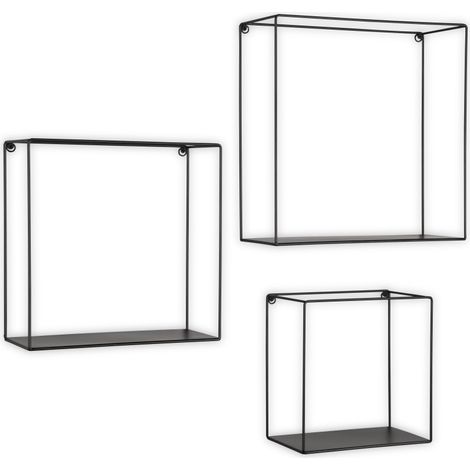 Étagère, Lot de trois étagère murale design Anita Noir en Metal, BOITE A DESIGN (1/5)