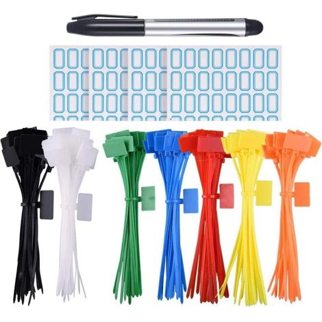 Serre-Câbles Electriques,250 Pièces Attaches de Câble Colorées,Attaches Pour Marqueurs De Câble,Serre Câbles Nylon pour marquer et organiser le Fils 3 × 150MM (1/5)