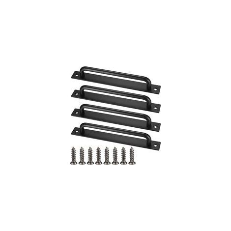4 Pièces Poignée de Porte de Grange, Poignée de Porte Coulissante Noire, Poignées de Porte Robustes avec Vis, Poignées de Porte Armoire Aluminium pour Placard Cuisines Meubles Chambre