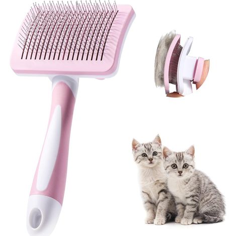 Rose,Brosse Autonettoyante Pour Animaux de Compagnie,Brosse Pour Poils Longs et Courts,Pour Chiens Chats Eliminer Efficacement des Tomentose Sous-poil Tangles (1/5)