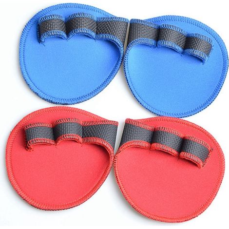 Gants De Musculation - 12 5 X 12 5 X 3 Cm - Polyester - Pour Halteres Et Entraînement De Force - 2 Paires (Rouge Et Bleu) (1/5)
