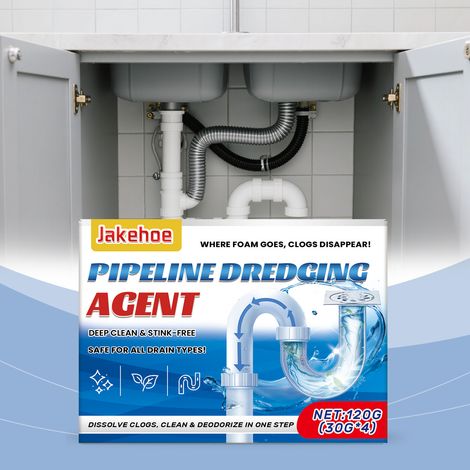 Abflussreinigungspulver löst Verstopfungen, entfernt Gerüche und Flecken, pflegt die Rohre und sorgt für einen reibungslosen Wasserdurchfluss – 120 g (30 g 4) -- BIEMMEDUE (1/5)
