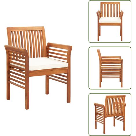 Chaises de jardin avec coussins lot de 4 Bois d'acacia massif - Chaise De Jardin - Meubles De Jardin - Fauteuil De Jardin - Acacia - Bois Massif (1/5)