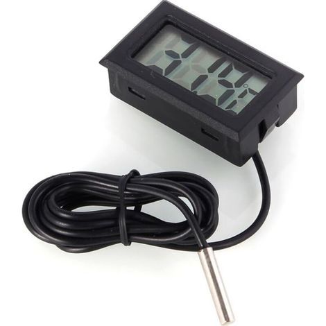 Digital LCD Thermomètre Moniteur de Température avec Sonde Externe pour Réfrigérateur Congélateur Réfrigérateur Aquarium - Noir (1/4)