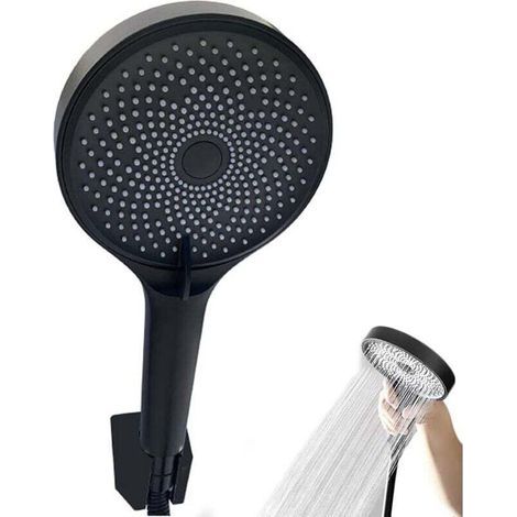 Pommeau Douche Noir, Pomme Douche Qualité Supérieure, Haute Pression Shower, Douchette Economie D'eau, Douchettes avec 3 Modes de Jet Haute Pression Douche, Convient pour Salle de Bain, SPA (1/4)