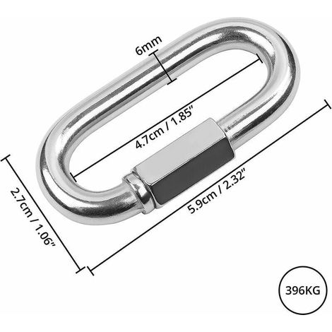 VURAHOME – Edelstahl-Schraubkarabiner M6 (8er-Pack) – Ovaler D-förmiger Kettenkarabiner, 5,9 cm, Schnellverschluss, ideal für Camping, Outdoor-Aktivitäten und Wandern (1/5)