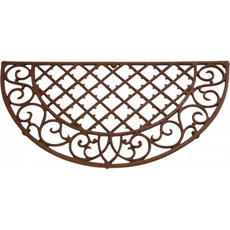 Esschert Design – Paillasson demi-lune en fonte 67 x 34 cm – Design victorien avec boucles gracieuses – Tapis d'entrée classique