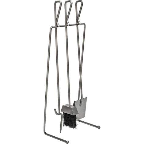 Linear Fireside Companion Set - Iron - L19 x W27 x H73 cm - Pewter