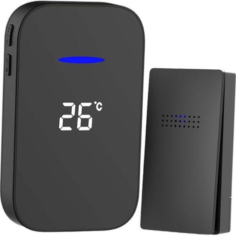 Kabellose Türklingel, batterielos – 38 Klingeltöne – 4 Lautstärkestufen – Schwarz – 1-in-1-System