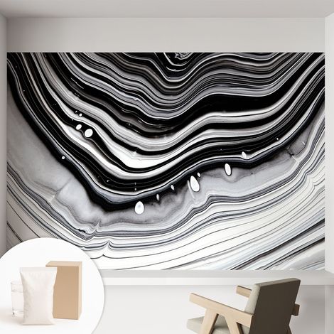 Papier peint intissé décoratif pour chambre et salon Design moderne à poser facilement - Colle incluse gratuite Vagues optiques 152x104 cm (1/5)