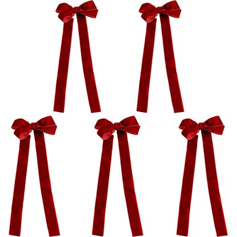 Ribbon Bow - Ruban En Velours 27x11 cm Pour Décoration De Noël Arbre Guirlande Couronne Cheminée Escalier Mariage Intérieur Extérieur - 1 Pièce (1/5)