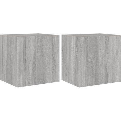 Mobile TV a parete scaffale multimediale credenza TV sala da pranzo soggiorno camera da letto e luci a LED 2 pezzi sonoma 40,5 x 35 x 40 cm grigio 020029151