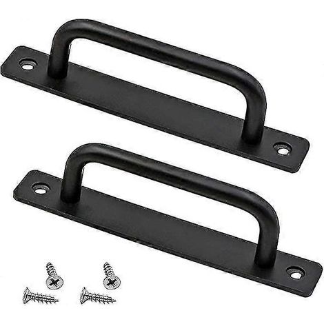Poignée de porte coulissante en 2 parties, robuste, pour portes de grange avec plaque de pression. (1/4)