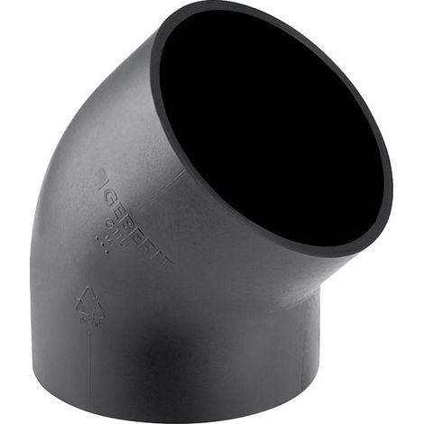 Geberit Bogen 45 Grad, DN 50, 50mm, PE-HD, Schwarz, 361045161 (1/5)