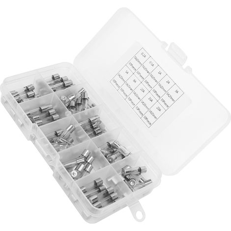 Kit de 100 fusibles en verre 5x20mm, assortis de 0.2A à 20A, pour équipements électriques et industriels