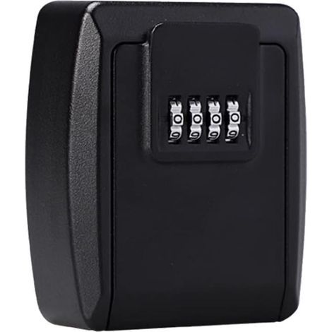 Caja de seguridad para llaves de pared con combinación de 4 dígitos, caja de almacenamiento segura para oficina, hogar, garaje, escuela, llave de repuesto, color negro. (1/5)