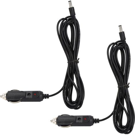 Deux cordons d'alimentation universels pour allume-cigare de voiture, avec voyants lumineux, de 3 mètres chacun. (1/5)