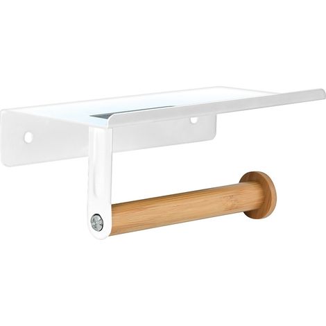 Portarrollos de pared TAREK Acero y Bambú Blanco y Beige Spirella (1/3)