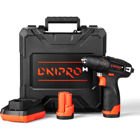 Dnipro-M Taladro Atornillador Compacto CD-12CX 12V 30 Nm con 2 Baterías 2Ah, Portabrocas Extraíble 10 mm, 2 Velocidades, Luz LED y Maletín, Bricolaje (1/5)