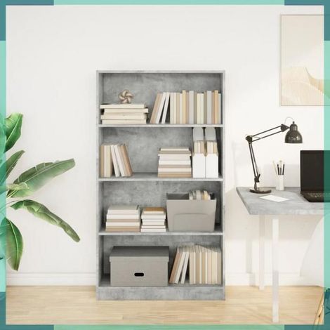857847 Bibliothèque gris béton 80x24x143 cm bois d'ingénierie (1/5)