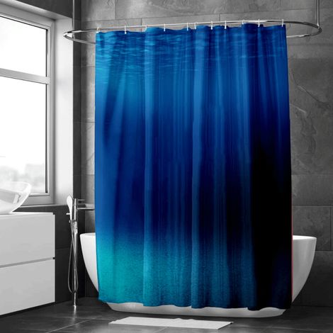 Rideau de douche motif monde sous-marin et coraux, rideau salle de bain imperméable, 150x180 cm (1/5)