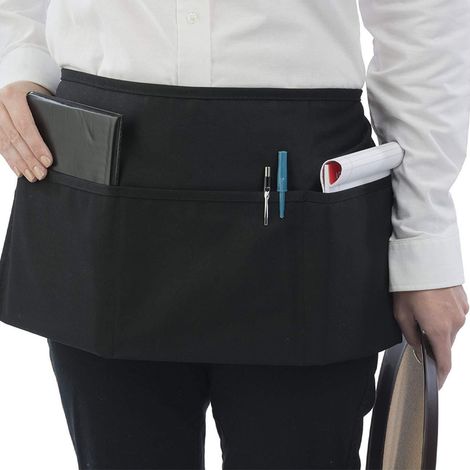 6-teiliges wasserdichtes Küchenschürzen-Set, Kochschürze, Küchenschürze mit halben Taschen und 3 Taschen, kurze Schürze für Damen und Herren, ideal für (1/4)