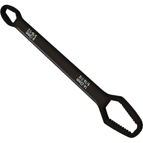 Clé à lunettes universelle Torx à Double tête auto-serrante, ajustable, 8 à 22mm, planche aux deux extrémités de forme spéciale polyvalente(Noir électrophorétique) (1/5)