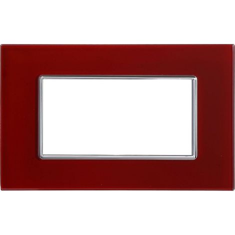 Plaque Cristal 3 4 6m Effet Verre Rouge Pompéien Compatible Avec Bticino Axolute