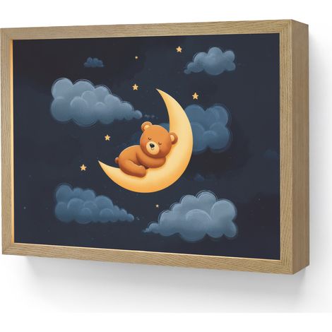 WALL LIGHT Teddy bear - Moon - Clouds - Stars 40x30 cm