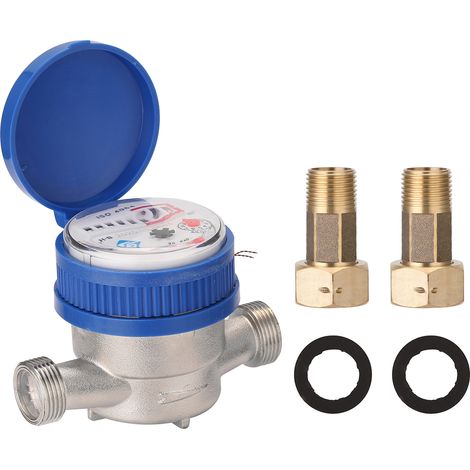 Jeffergarden Compteur d'Eau Froide 15 mm Plastique ABS Jardin Maison Débit d'Eau Compteur de Mesure avec Raccords en Laiton (1/5)
