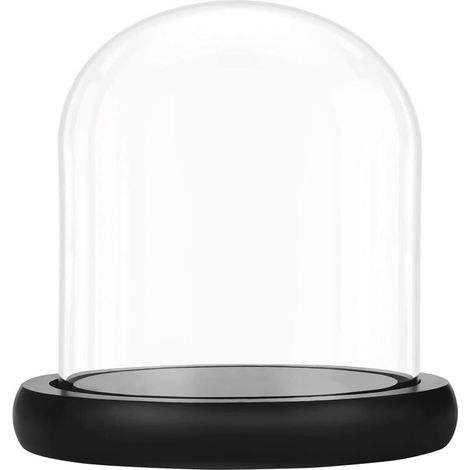 10 cm Cloche en Verre avec Socle Noir en Bois - Mini Cloche en Verre Transparent pour Lumières, Plantes, Décoration de Table (1/4)