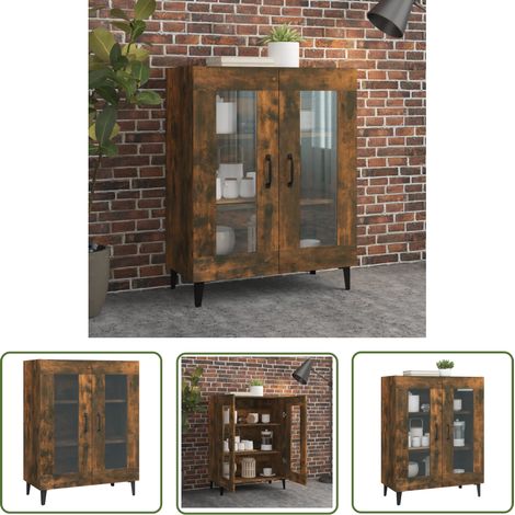 Buffet Commode Armoire Luxueux, pour Salon Chambre Entrée Cuisine, Chêne fumé 69,5x34x90 cm Bois d'ingénierie OIB3241E (1/5)