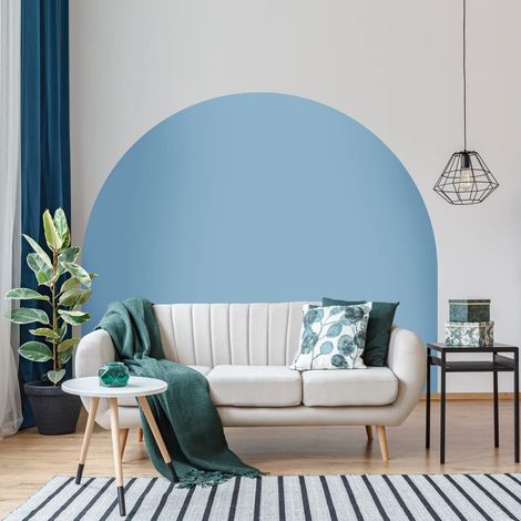 Autocollant Lit Tête de Lit Arche Stickers Muraux Papier Peint Demi Cercle pour Décoration Salon et Chambre L58 x H180 cm Bleu Poudre (1/5)