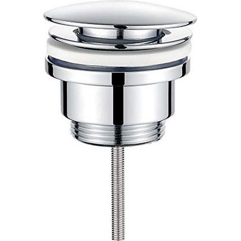 M20509 Bonde de Lavabo Clic Clac avec/sans Trop Plein Bouchon Vidage Salle de Bain en Métal Argenté,Robuste et Installation Facile (1/5)