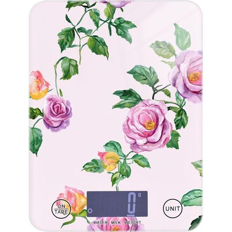 Balance de cuisine de voyage avec écran LCD Motif roses dessinées à la (1/5)