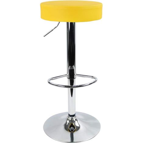 Tabouret de Bar Réglable en Hauteur Rotatif Tabouret de Travail Tabouret de Bureau en Cuir synthétique Jaune (1/5)