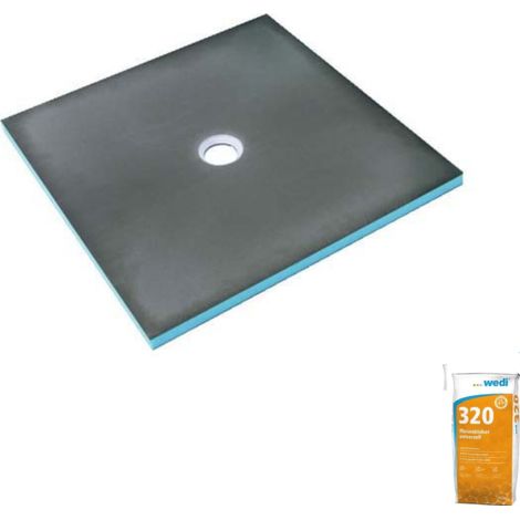 Receveur de douche à carreler 90 x 90 WEDI Fundo Primo carré écoulement centrée + colle 320